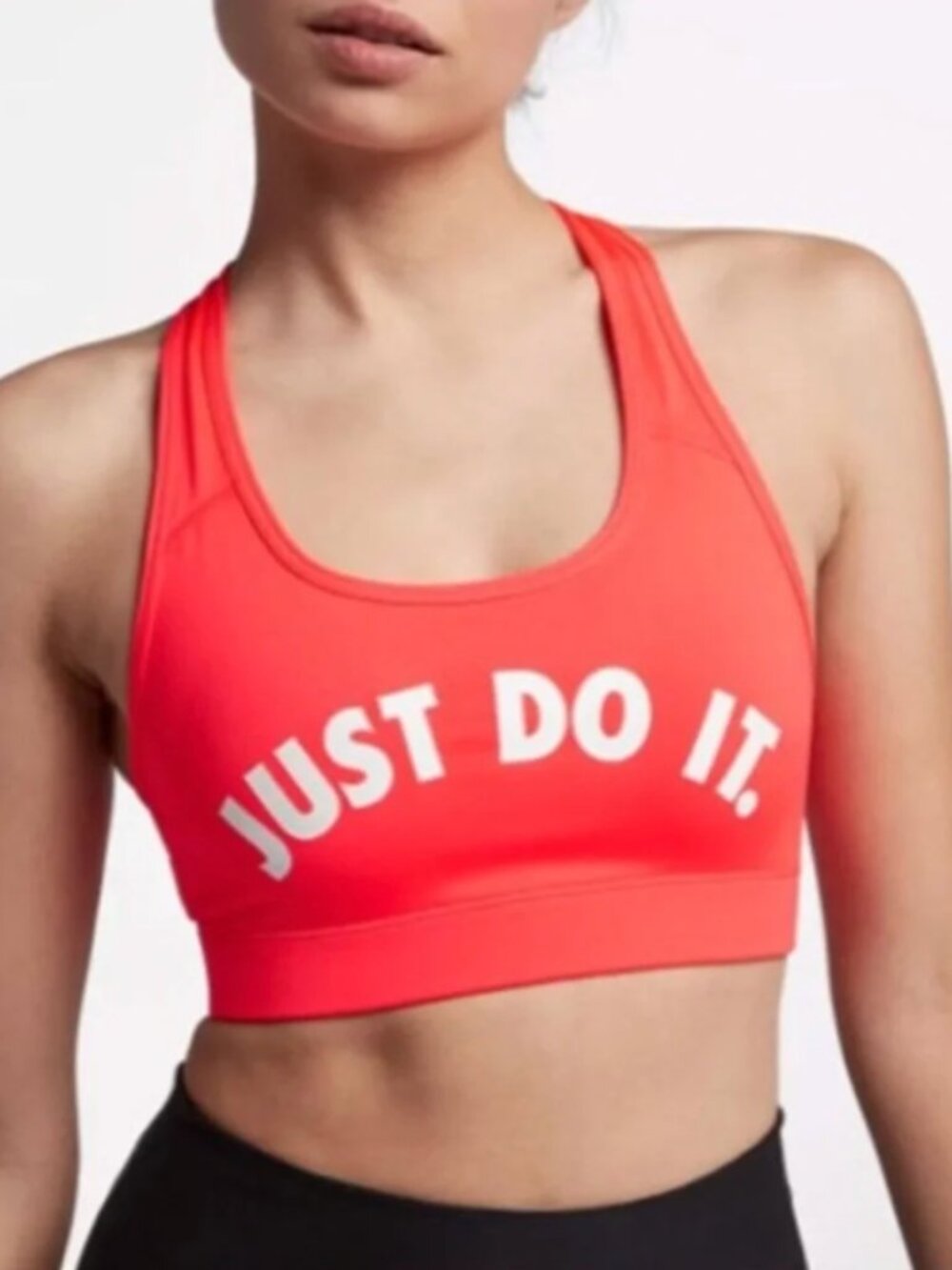 Nike Bright Red/Orange Racerback Sports Bra with White Logo size small